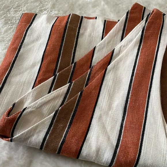 Sezane Pauline Striped Mini Dress in White, Brown, and Tan - Picture 9 of 9